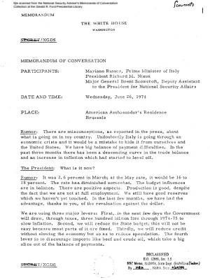 June 26, 1974 - Nixon, Italian Prime Minister Mariano Rumor