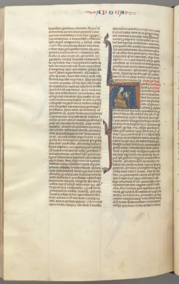 Fol. 482v, Revelations, historiated initial A, John seated at a desk writing to the Seven Churches of Asia