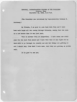 Informal Extemporaneous remarks, Clinton, Iowa