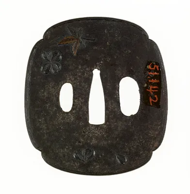 Tsuba with Maple Leaves and Cherry Blossoms