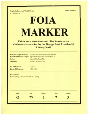National Prayer Breakfast 2/1/90 [OA 4391]