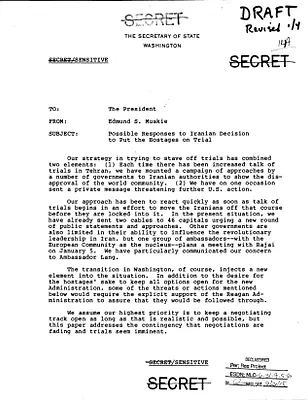 Possible Responses to Iranian Decision to Put the Hostages on Trial