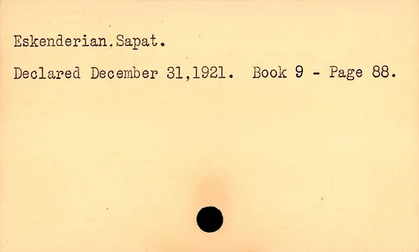 Naturalization Index, New London Superior Court, 1910-1975, Eskenderian-Froemel