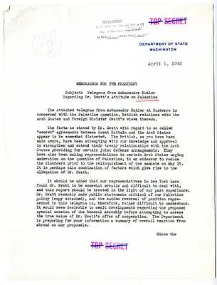 Memorandum from Acting Secretary of State Robert Lovett to President Harry S. Truman, with Attachments