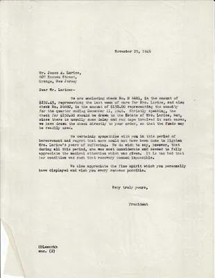 Letters Sent to James A. Larice, November 25, 1946