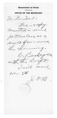 Note from Secretary of State James Byrnes to President Harry S. Truman
