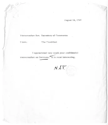 Correspondence Between President Harry S. Truman and Secretary of Commerce Averell Harriman, with Attachment