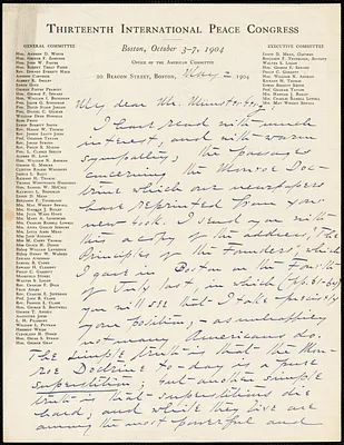 Mead, Edwin D. (Edwin Doak), 1849-1937 autograph letter signed to Hugo Münsterberg, Boston, 2 May 1904