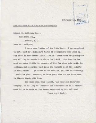 Letters Received to Edward R. McGlynn, February 16, 1926