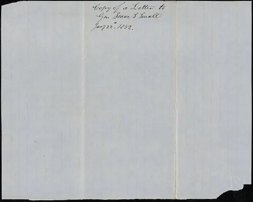 Copy of a letter from Samuel Warner to Isaac S. Small, 22 January 1852