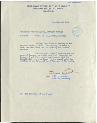Memorandum from Sidney Souers to the National Security Council