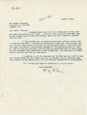 Letters Sent to Dr. Herman Schlundt, March 16, 1931