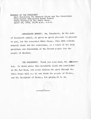 Press Release, Remarks of President Harry S. Truman