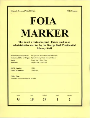 Youth For Tomorrow Benefit 6/20/89 [OA 4424]