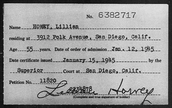 Howey, Lillian - 1945