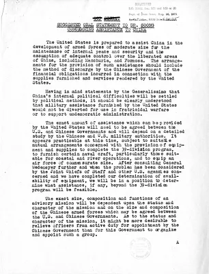 Memorandum, Suggested Oral Statement To Dr. Soong Concerning Assistance To China