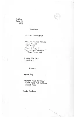 White House Luncheon and Dinner Menu