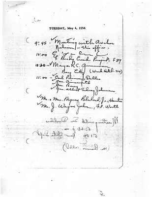 Lyndon Johnson's 1954 Desk Diary I, beginning 5/4/1954