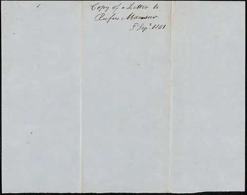 Copy of a letter from Samuel Warner to Rufus Mansur, 3 September 1851