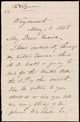 Letter from Anne Warren Weston, Weymouth, [Mass.], to William Lloyd Garrison, May 1, 1868