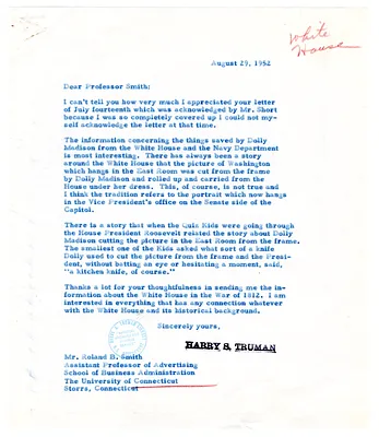 Correspondence Between President Harry S. Truman and Professor Roland B. Smith
