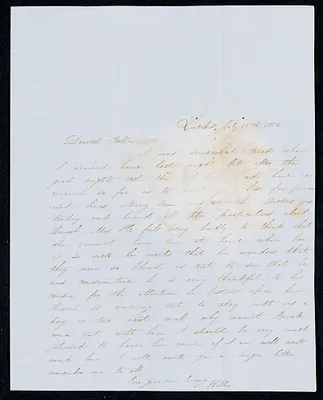Letter to 'Bela' [Isabel M. Carret, Dedham, Mass.] from 'Willie' [William L. G. Peirce, Lincoln, Mass.], July-December 1853