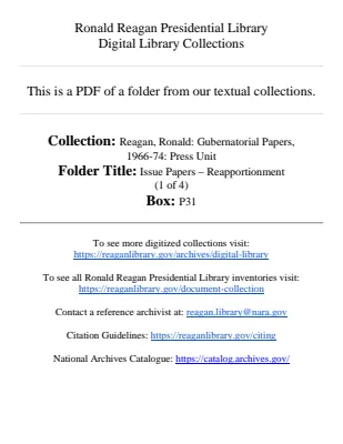 Issue Papers - Reapportionment (1 of 4)