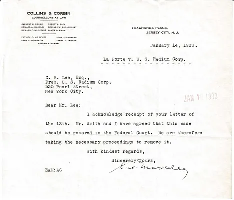 Letters Received to C.B. Lee, January 14, 1933