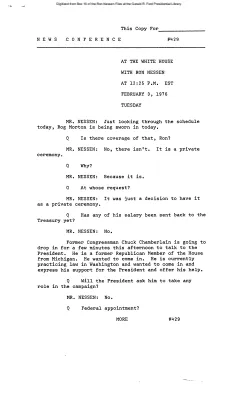 Press Secretary Briefings, 2/3/76