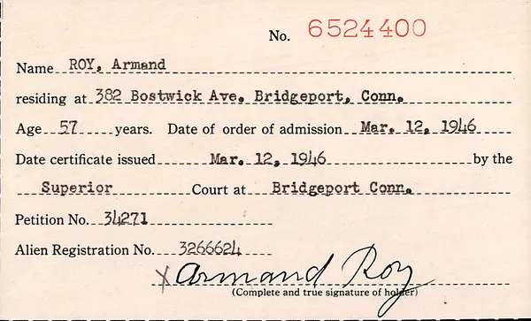 Fairfield County Superior Court, Naturalization Certificate Stubs, February 4, 1926-March 22, 1955, 6524400-6750675