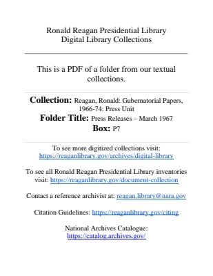 Press Releases - March 1967