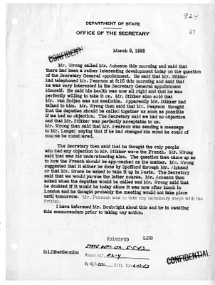 Memorandum of Telephone Conversation with Secretary of State Dean Acheson and Ambassador of Canada Hume Wrong