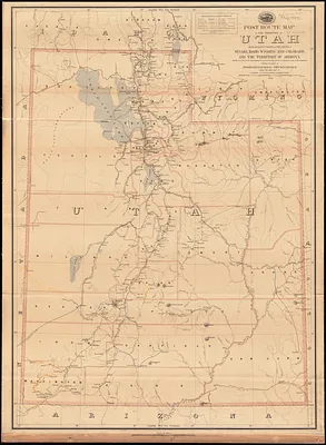 Post route map of the territory of Utah with adjacent parts of the states of Nevada, Idaho, Wyoming and Colorado and the territory of Arizona