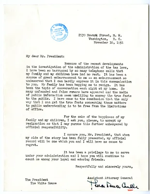 Letter from Theron Lamar Caudle to President Harry S. Truman