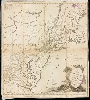 Map for the interior travels through America, delineating the march of the army