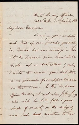 Letter from Oliver Johnson, New York, [N.Y.], to William Lloyd Garrison, 13 April, 1861