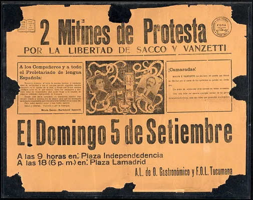 2 mitines de protesta por la libertad de Sacco y Vanzetti