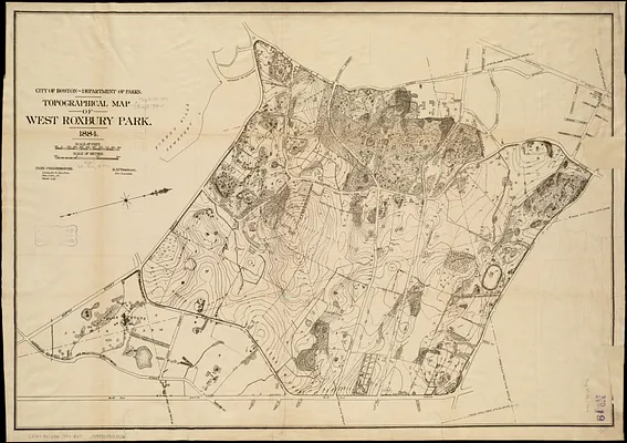 Topographical map of West Roxbury park