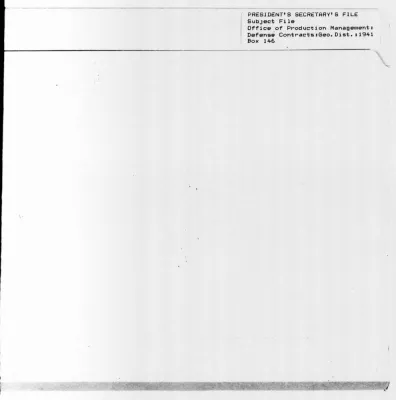 Office of Production Management - Defense Contractors - Geographical Distribution, 1941