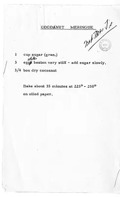Recipe for Cocoanut Meringue