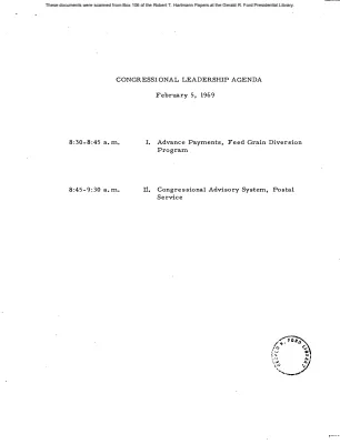 White House - Congressional Leadership Meeting, 2/5/69 (includes minutes and Ford notes)