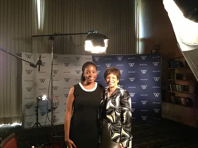 Valerie Jarrett with Victoria Udom of Wellesley