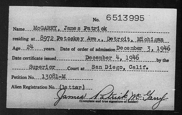 McGarry, James Patrick - 1946