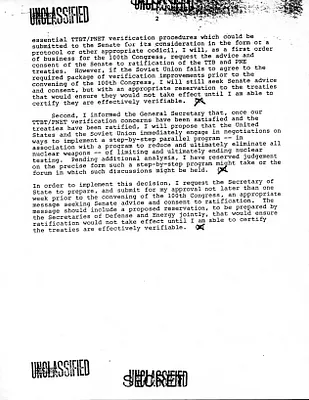 NSDD 247 Ratification of Existing Treaties Limiting Nuclear Testing