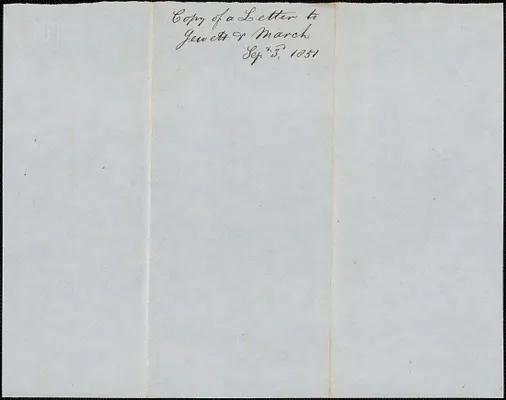 Copy of a letter from Samuel Warner to Jewett and March, 3 September 1853