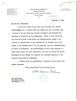 Letter from William Adams Delano to President Harry S. Truman, with Related Material
