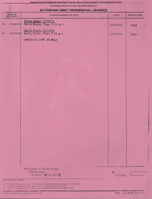 President Gerald R. Ford's Daily Diary, November 30, 1974