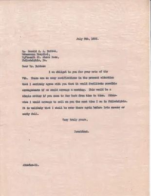 Letters Sent to Dr. Donald C. Butts, July 8, 1925
