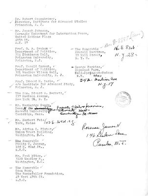 List of Participants, Princeton Seminars 1953-1954