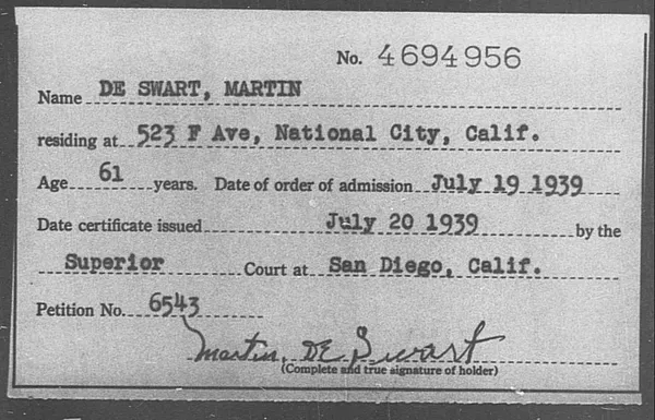 De Swart, Martin - 1939